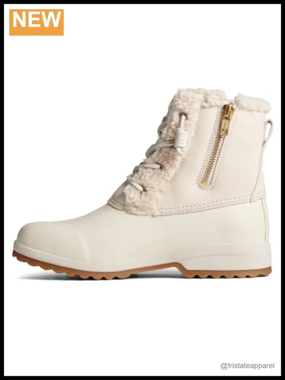 Sperry Women's Waterproof Ankle Snow Boots with Faux Fur Trim Fleece Lined